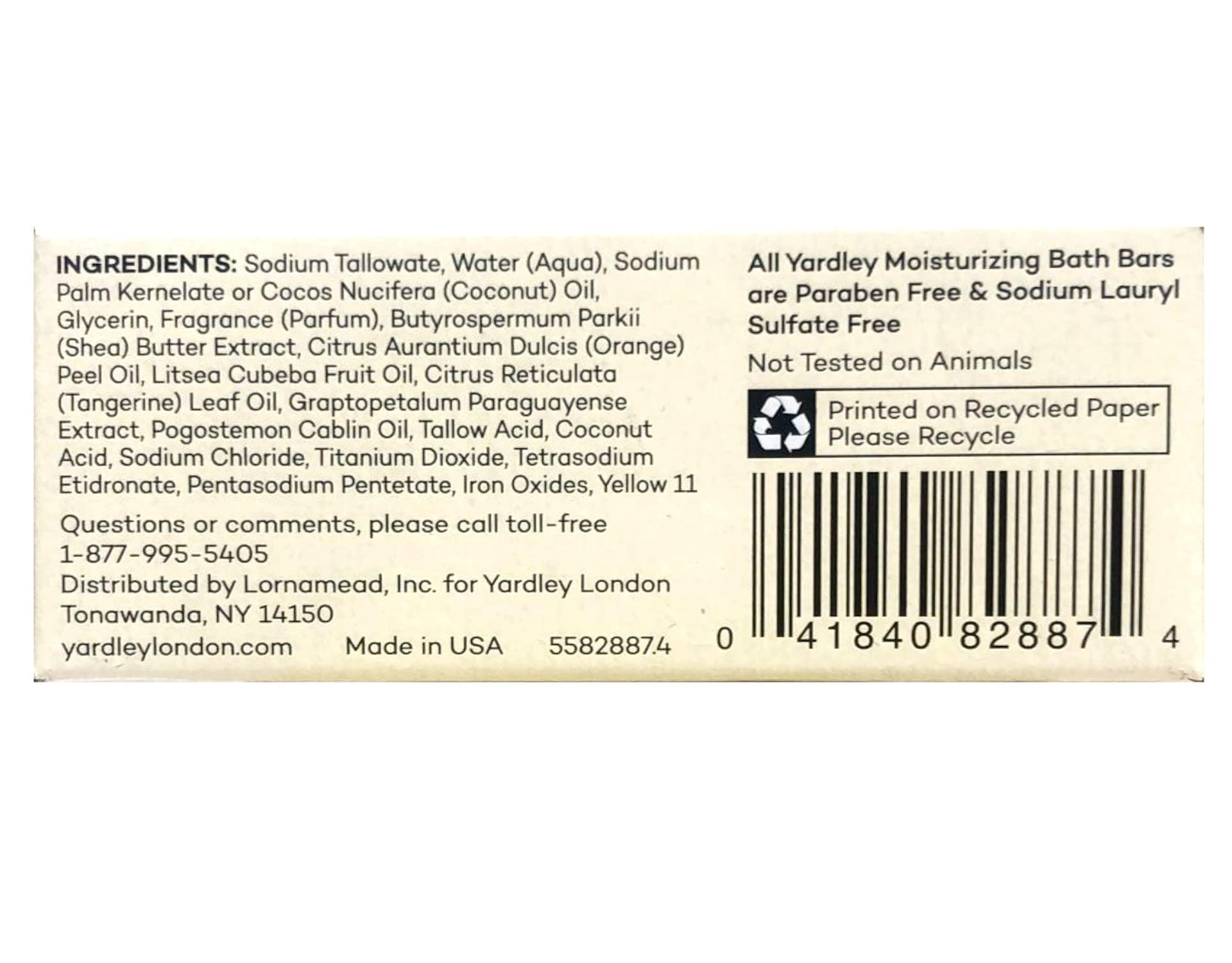AB Yardley London Moisturizing Bath Bar Soap, Lemon Verbena, with Shea Butter & Pure Citrus Oils, Softens & Tones Skin, 4.0 oz (Pack of 2)
