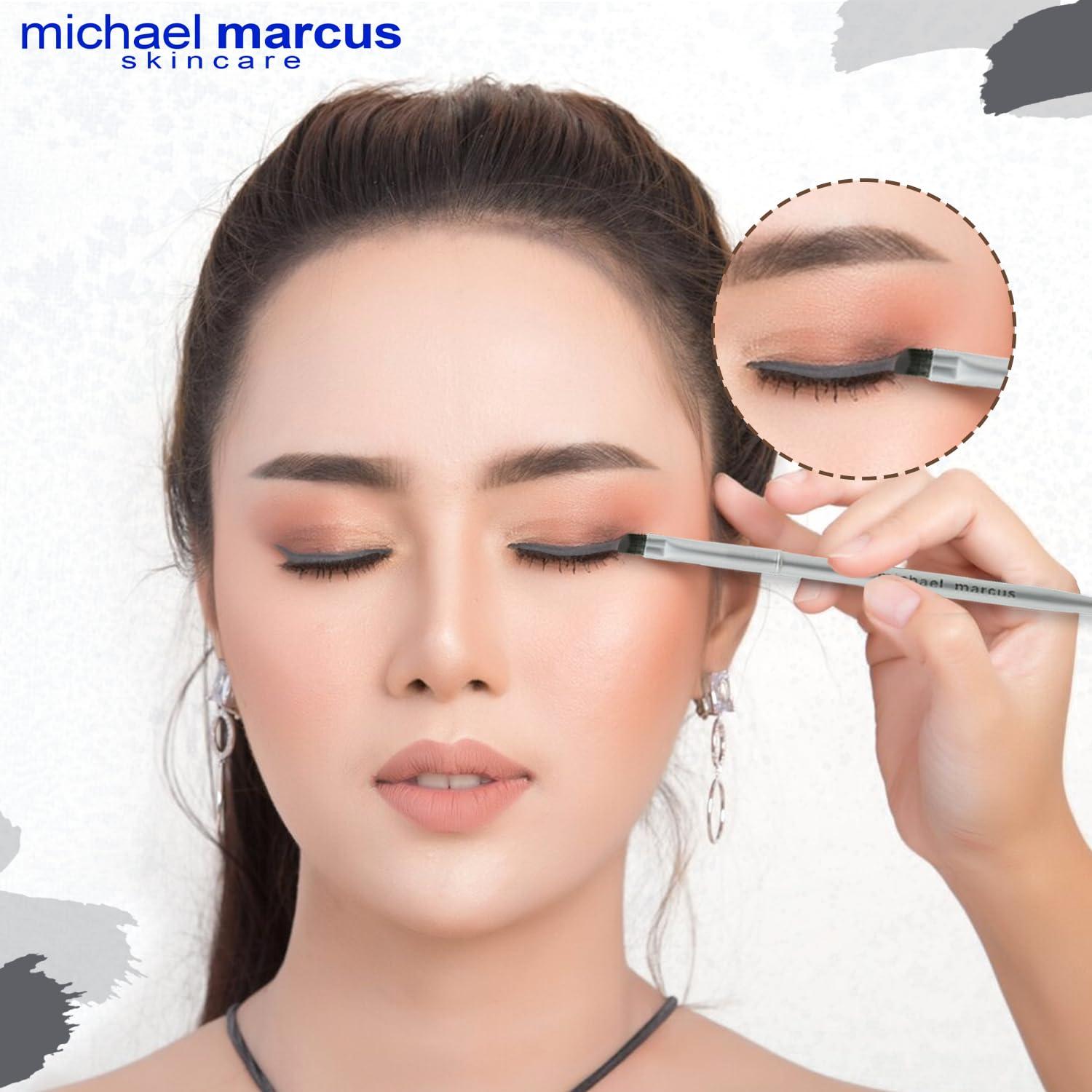 michael marcus Michael Marcus Makeup Cake Eye Liner & Eyeliner Brush Trashy - Water Activated Dry Pressed, Long-Lasting & Smudge Resistant Eyeliner - Cruelty & Paraben Free - For Beginner & Pro Makeup Artist