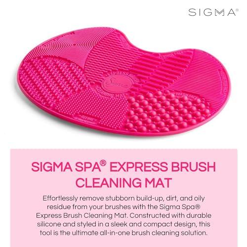 Sigma Beauty Sigma Beauty Makeup Brush Cleaner Mat  Sigma Spa Express Silicone Makeup Brush Cleaning Mat with Suction Cups for Cleaning Makeup Brushes, Compact Design Fit for Any Travel Makeup Kit (Pink)