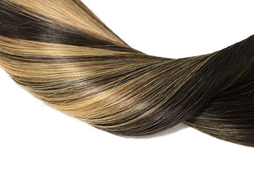 HUAYI HUAYI Caramel Highlights On Black And Natural Black Hair 120g 7Pcs Clip In Hair Extensions Human Hair Double Weft Thick End For Full Head No Tangle Silky Straight Balayage Hair (1271B#16'')
