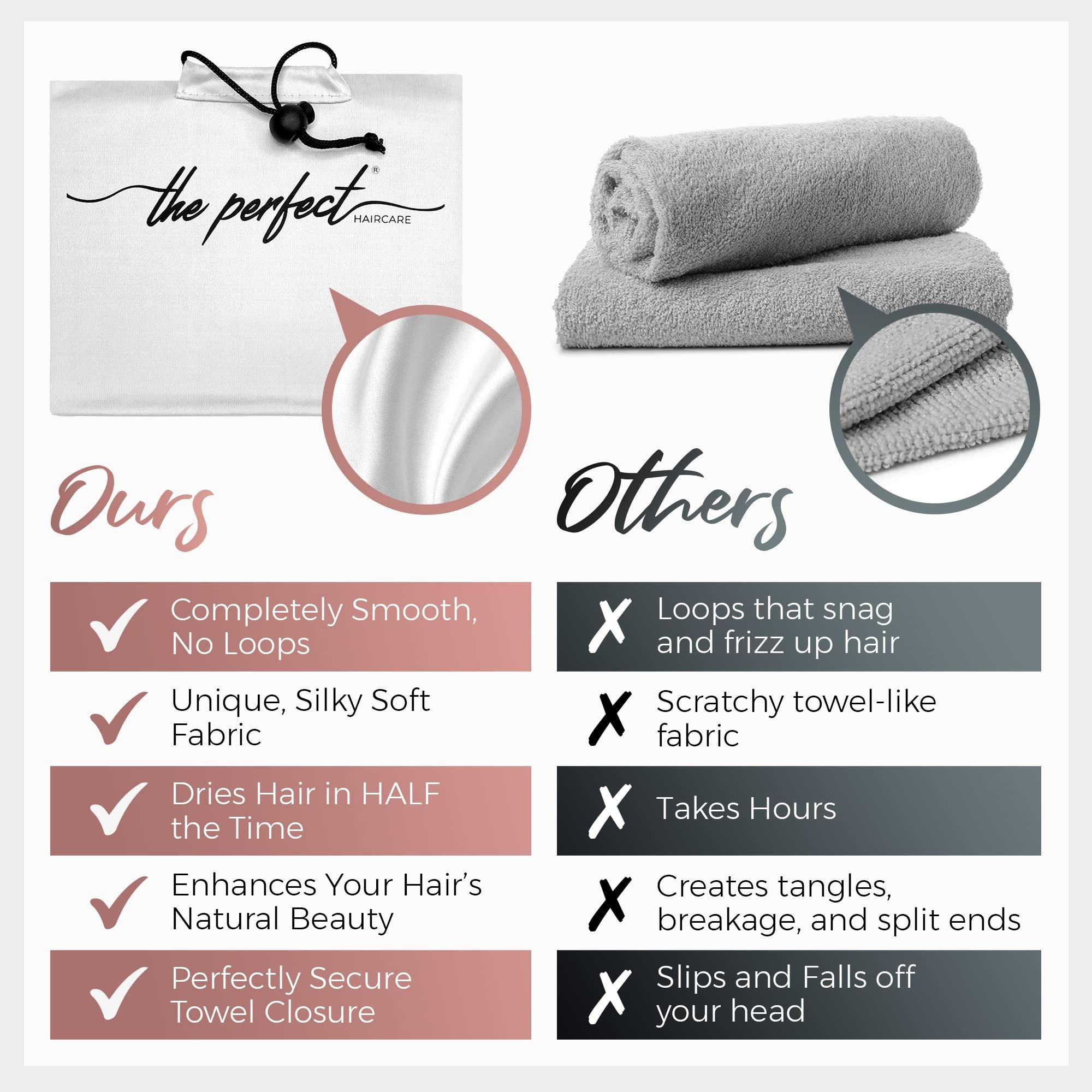 THE PERFECT HAIRCARE THE PERFECT HAIRCARE Curly Hair Girls Microfiber Plopping Towel Set - Anti-frizz Silky Smooth Hair Drying Wrap for Women - Super Absorbent Large Hair Towel + 2 Scrunching Towels to Micro Plop
