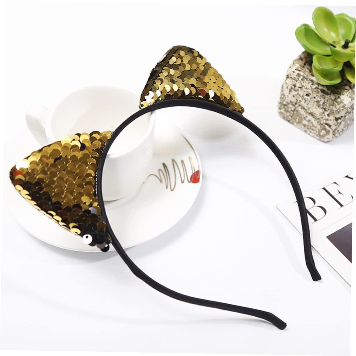 Ipetboom Ipetboom Cat Ears Headband Women's Hair Band Glittery Metal Hoops for Parties Daily Wear