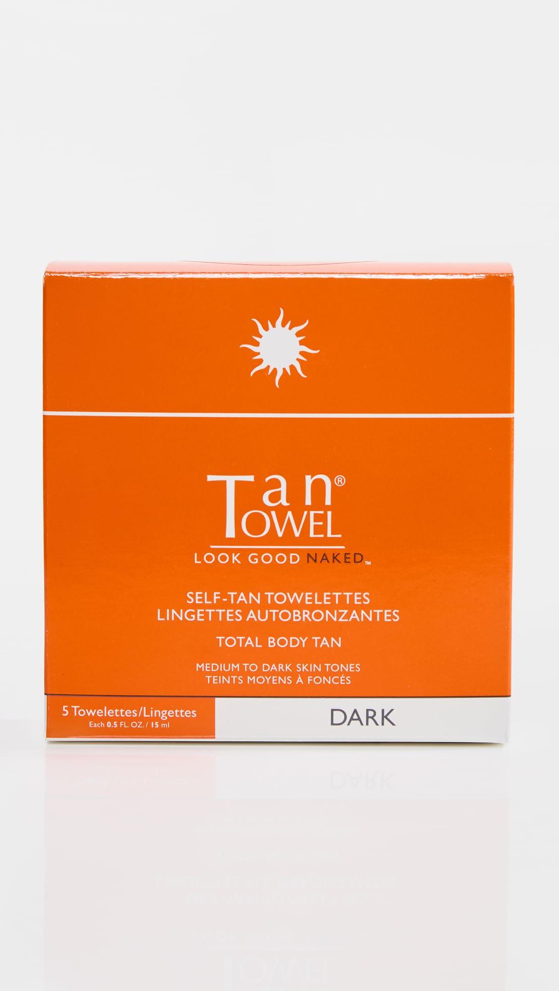 Tan Towel TanTowel Full Body Tan Towelettes - 5 Pack, Dark, 0.5 Fl Oz (Pack of 5)