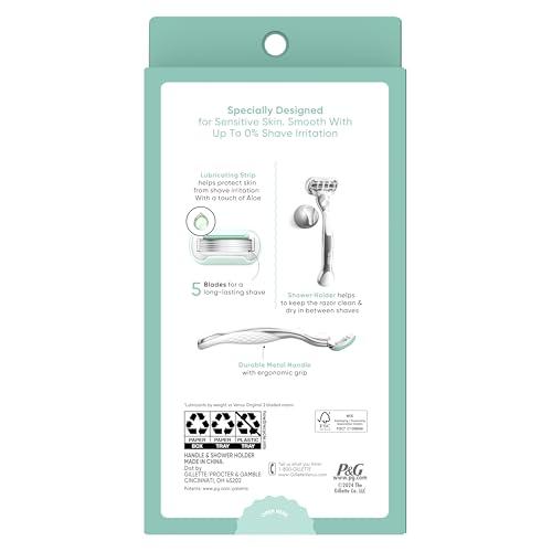 Venus Gillette Venus Extra Smooth Sensitive Razor for Women, Includes 1 Reusable Razor Handle + 2 Refills, for Sensitive Skin with Metal Handle and Shower Holder