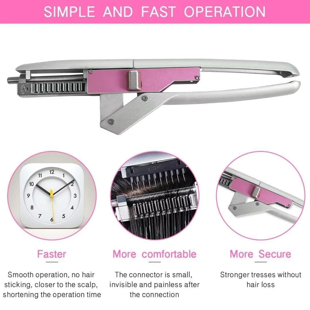 Generic 6d Hair Extensions Machine Kit 100% Human Hair, No-Trace Hair Extension/10-pin Invisible Seamless Hair Extension Fast Installation and Removal, Easy to Use - 1 Row 10 Bundles