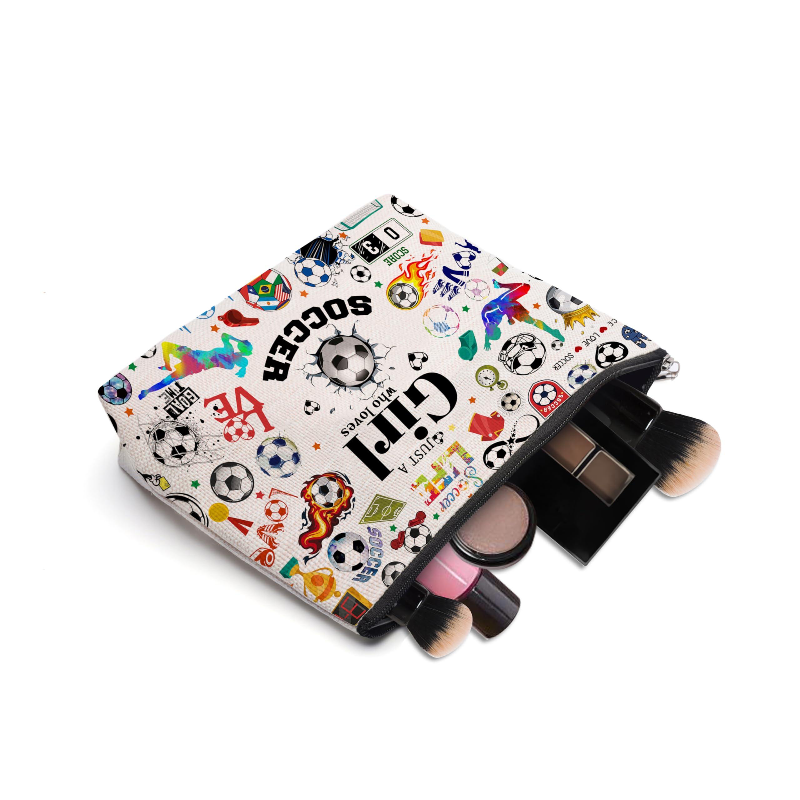 CEASQVAA CEASQVAA Soccer Gifts Makeup Cosmetic Bag for Women, Soccer Coach Gifts, Soccer Team Gifts for Soccer Lovers Players Fans Birthday Gifts for Her Women