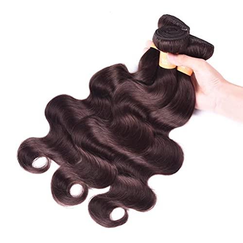 WOME WOME 8A Peruvian Virgin Hair Body Wave 3 Bundles Remy Human Hair Weaves 100% Unprocessed Peruvian Body Wave Hair Extensions Dark Brown Color (10 10 10,#2)