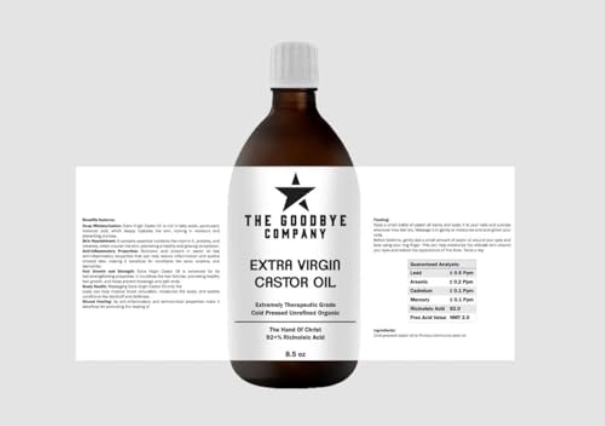 The Goodbye Company The Goodbye Company Organic Castor Oil  100% Pure Extra Virgin, Cold-Pressed & Unrefined  Hexane-Free  Nourishing Oil for Healthy Skin, Hair Growth & Eyelashes (250mL)
