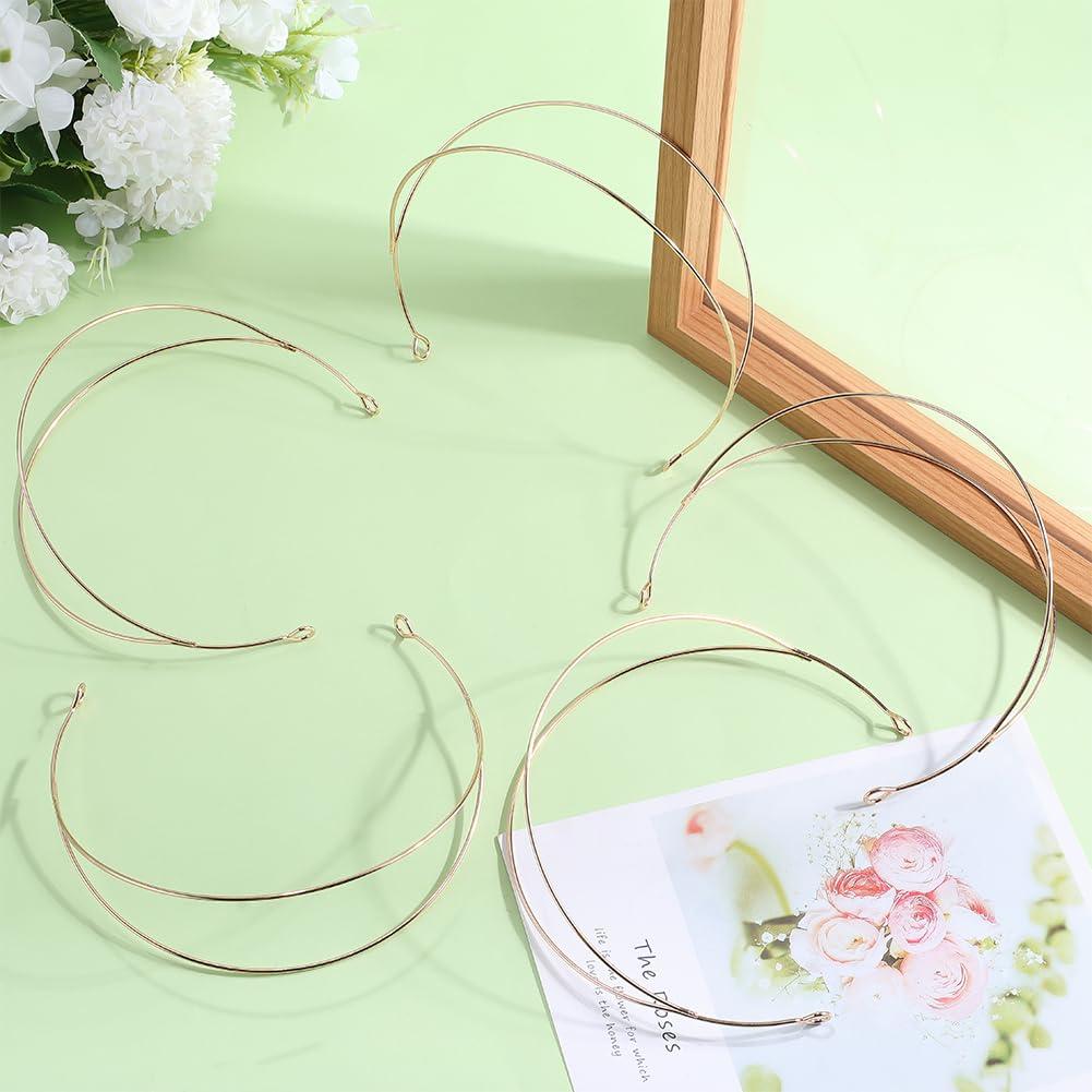 GORGECRAFT GORGECRAFT 6Pcs Double-Layer Hair Bands Light Gold Double Row Metal Headbands Metal Thin Wire Double Headband for Women Wedding Hair DIY Crafts Accessories
