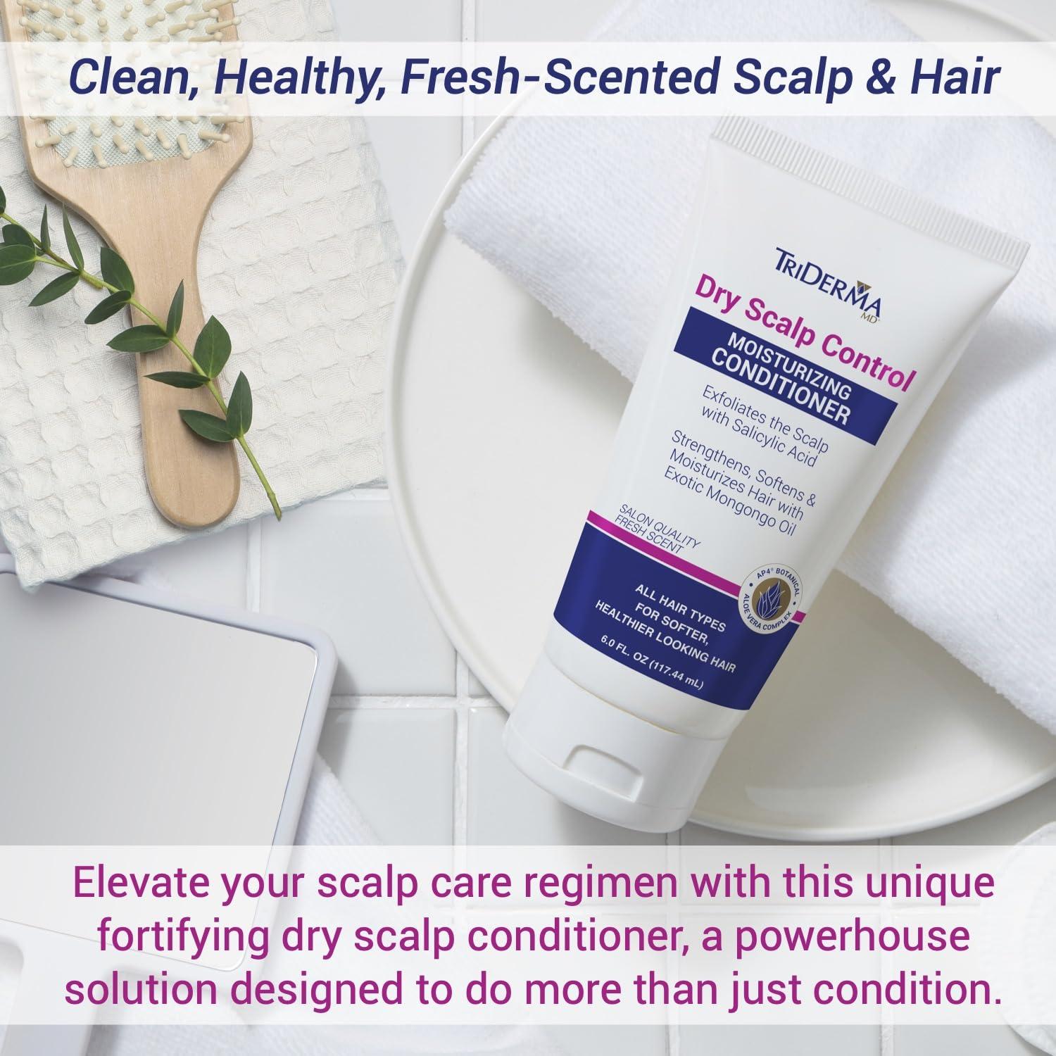 TriDerma TriDerma Psoriasis Control Scalp Exfoliator Shampoo 8.3 oz & Dry Scalp Moisturizing Hair Conditioner 6.0 oz, Salon Quality Dry Scalp Treatment Hair Care, Fresh Rosemary Oil, Value Bundle