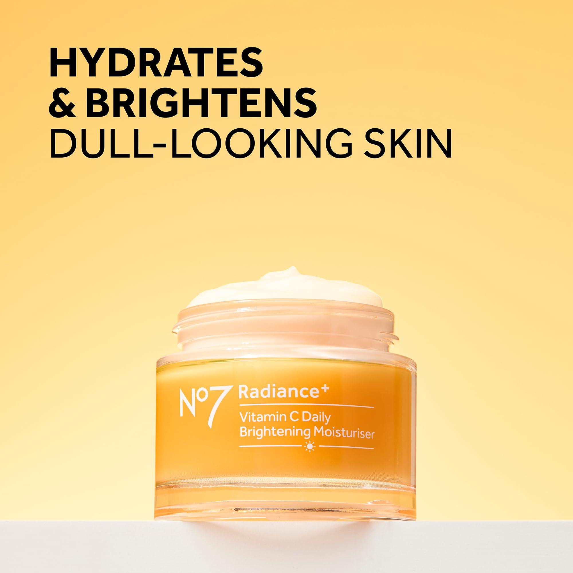 No.7 No7 Radiance+ Brightening Vitamin C Moisturizer Face Cream, Skin Nourishing Face Moisturizer, Fast-Absorbing & Lightweight Formula, Suitable for Dry Skin, 1.69 fl oz