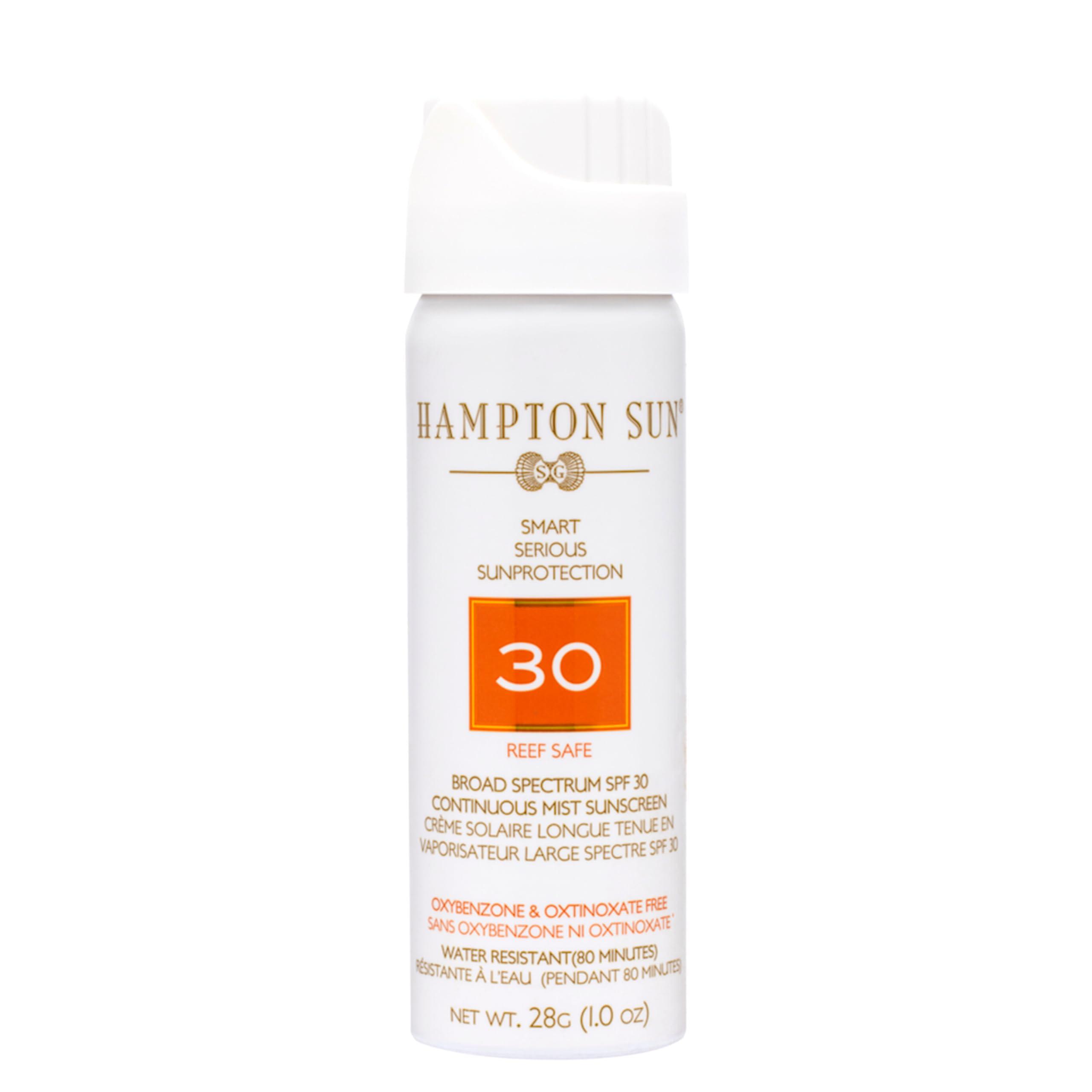 Hampton Sun Hampton Sun SPF 30 Continuous Mist Sunscreen - 1.0 oz. Travel Size, Broad Spectrum + Advanced Water/Sweat Resistance, Vitamin E + Aloe Vera, Glowy, Hydrated Finish, Oil-Free, All Skin Types