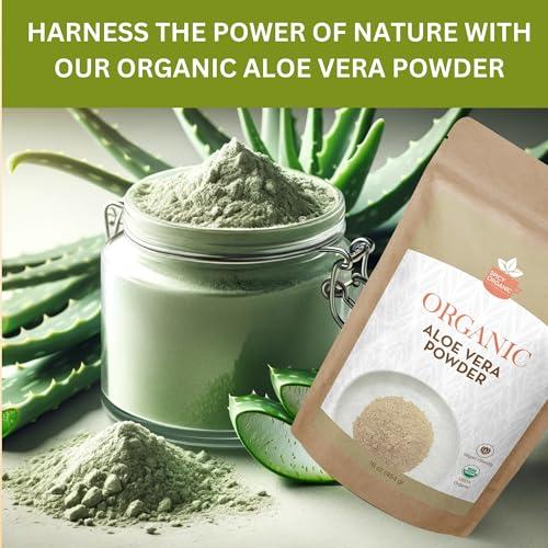 SPICY ORGANIC Organic Aloe Vera Powder for Skin & Hair 16 oz. - Aloe Barbadensis - Nourishing Face Mask for Natural Beauty, USDA Certified Organic & Non-GMO