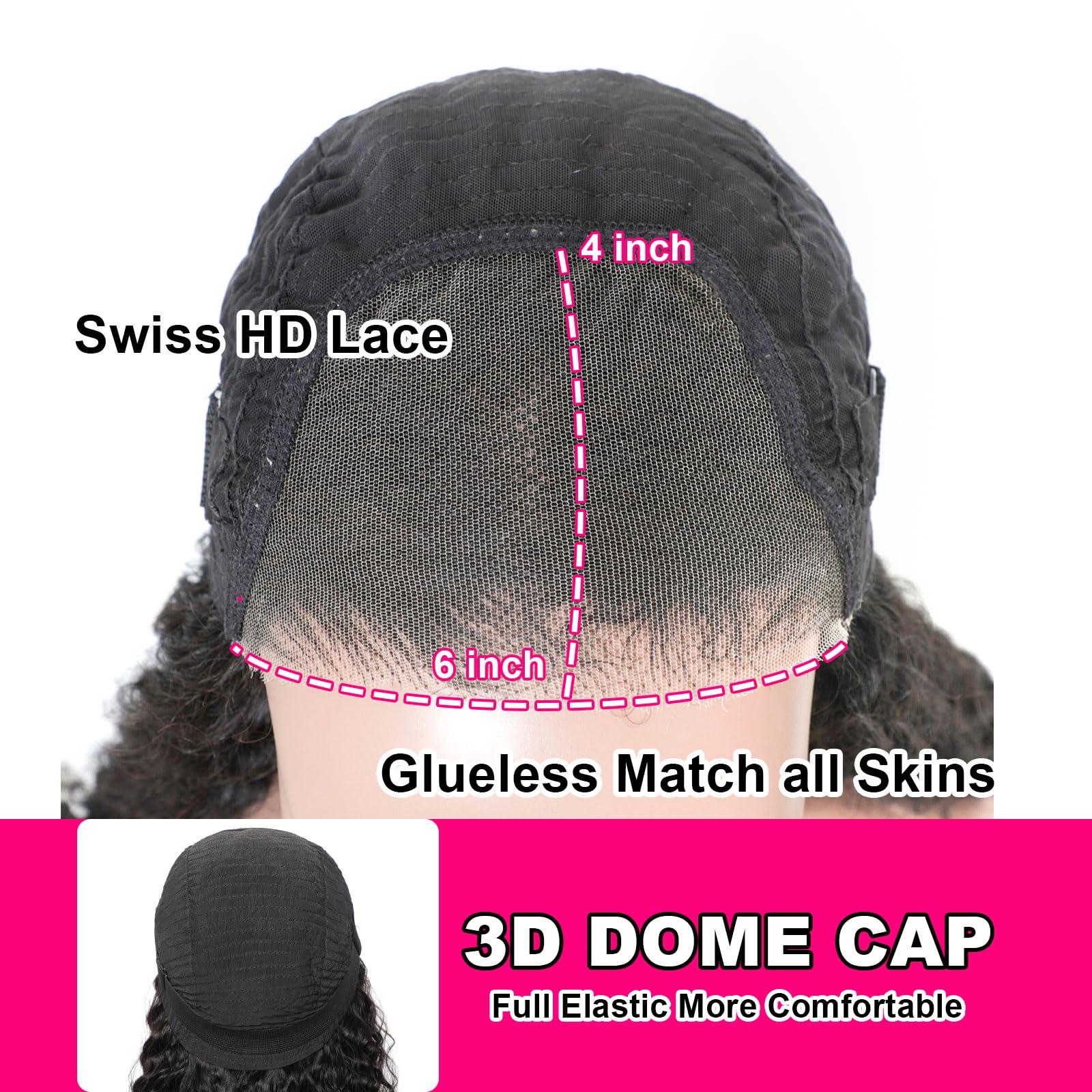 ISEE ISEE Hair Wear and Go Glueless Wig for Beginners Wigs Deep Wave Glueless Wigs Human Hair Pre Plucked New Upgraded No Glue 4x4 HD Lace Closure Wigs Human Hair for Black Women with Baby Hair 24 Inch