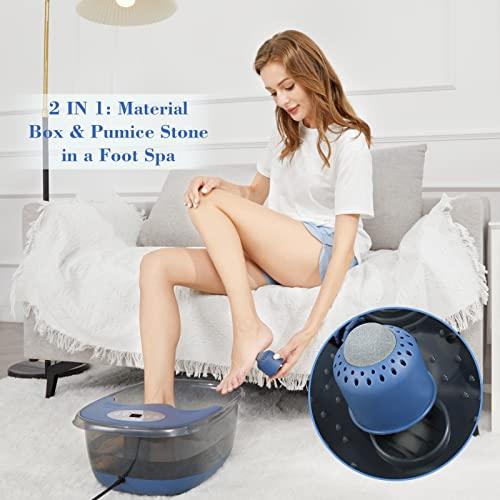 ACEVIVI Foot Spa with Heat and Massage and Jets, Heated Foot Bath Massager with 4 Massager Roller, Bubbles, Vibration, Pumice Stone Pedicure Foot Soak Tub for Home Office Use Relieve Feet Stress (Light Blue)