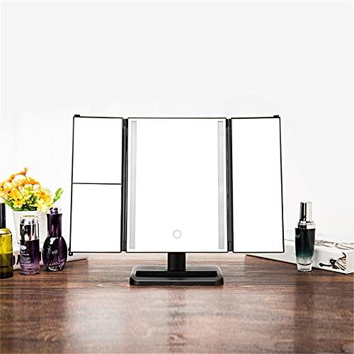 IFGSEQQQ IFGSEQQQ Led Trifold Mirror Vanity Mirror with Lights Simple Shape Dimmable Touch Control Design Portable High Definition Dual Power Supply for Bathroom