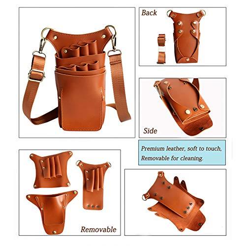 boshiho Scissor Holster Pouch,Boshiho PU Leather Salon Barber Hairdressing Scissors Holster Detachable Hair Stylist Tools Bag Comb Shear Holster with Waist Shoulder Belt (Brown3)