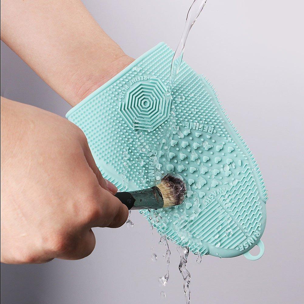ScivoKaval ScivoKaval Makeup Brush Cleaner Glove Mat Mitt Silicone Cosmetic Cleaning Scrubber Tool Face Brushes and Eye Brush Washing Pad Mint Green
