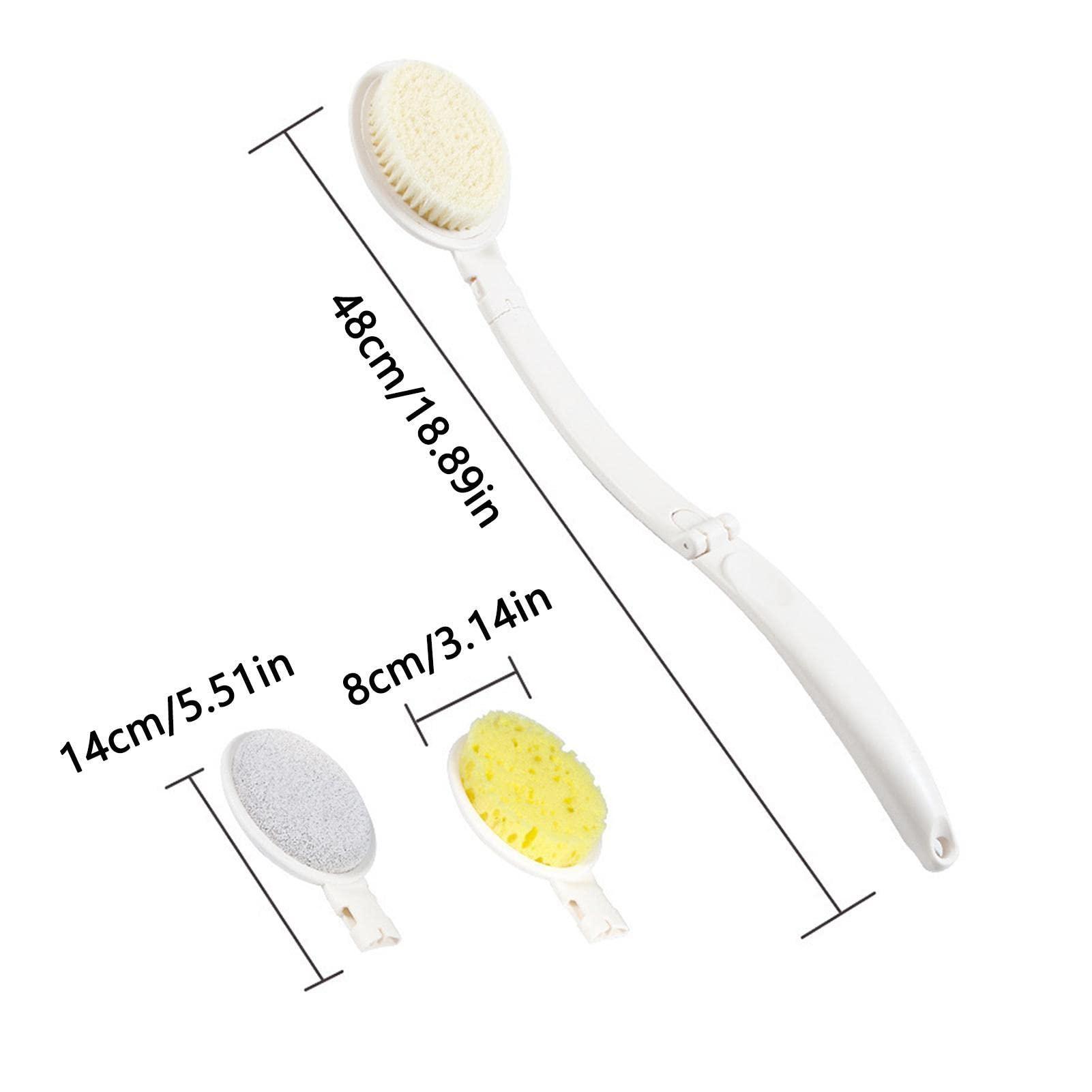 Naysku Back Scrubber for Shower - Dry Brushing Body Brush | Shower Brush with Soft and Stiff Bristles, Bath Dual-Sided 19 in Handle Back Scrubber Body Exfoliator for Wet Or Dry Brushing Swan-us