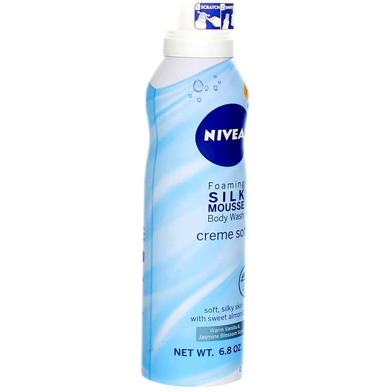 NIVEA Nivea Creme Soft Foaming Silk Mousse Body Wash, Vanilla and Jasmine Blossom, 6.8 Ounce