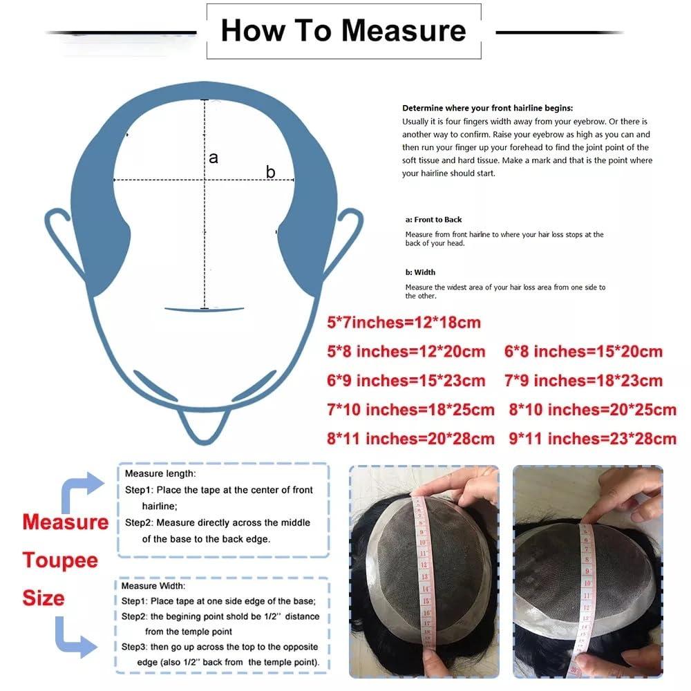 Mprosthesis Toupee for Men Hair Pieces 10x8\" Men Toupee Hollywood Human Hair Replacement System for Men Hair Prosthesis Men Hair Patch BIO Units for Men Breathable Lace with PU Hair System (#4 Light Brown)