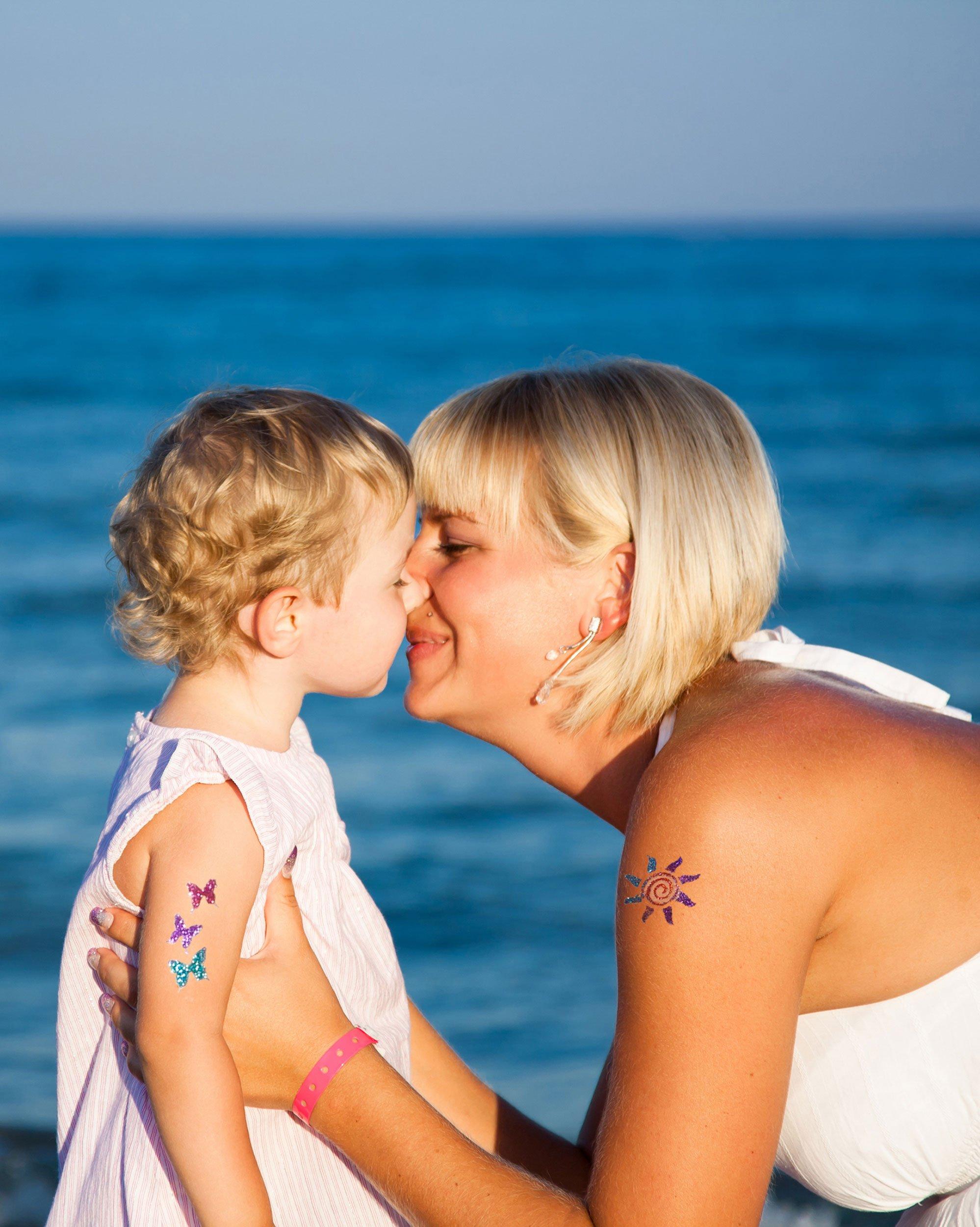 GlitZGlam Original Glitter Tattoo Kit and Temporary Tattoos with 6 Large Glitter Pots, Body Adhesive, Stencils and 2 Cosmetic Brushes