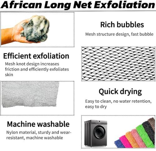 SPMKTBOZAI SPMKTBOZAI African Net Sponge Authentic, African Exfoliating Sponge Real African Net Black Owned, African Bath Sponge Back Scrubber, Body Exfoliator Shower Bath Accessories (Black)