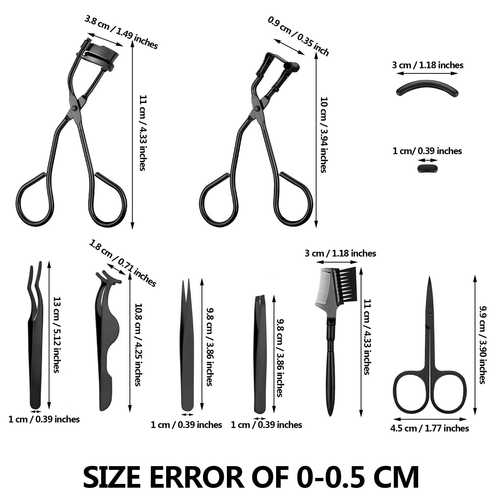 Mudder Mudder 48 Pcs Eyelash Curler Makeup Tools Set, Include Mini Eyelash Curler Kit, Eyebrow Extension Tweezers, Brush Comb and Scissors, Silicone Refill Pads, Black