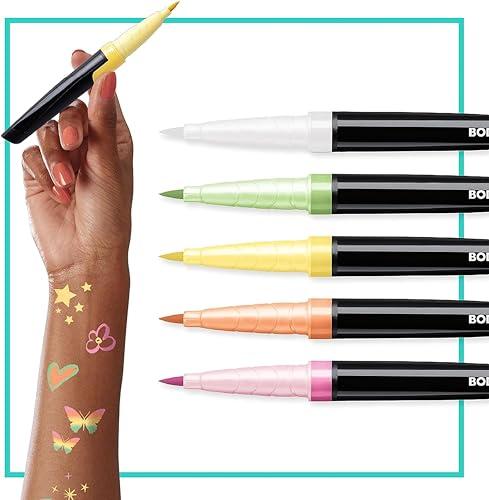 BIC BIC BodyMark Body Art Markers, Pastel Pop, Flexible Brush Tip, 5-Count Pack of Assorted Colors, Skin-Safe, Cosmetic Quality