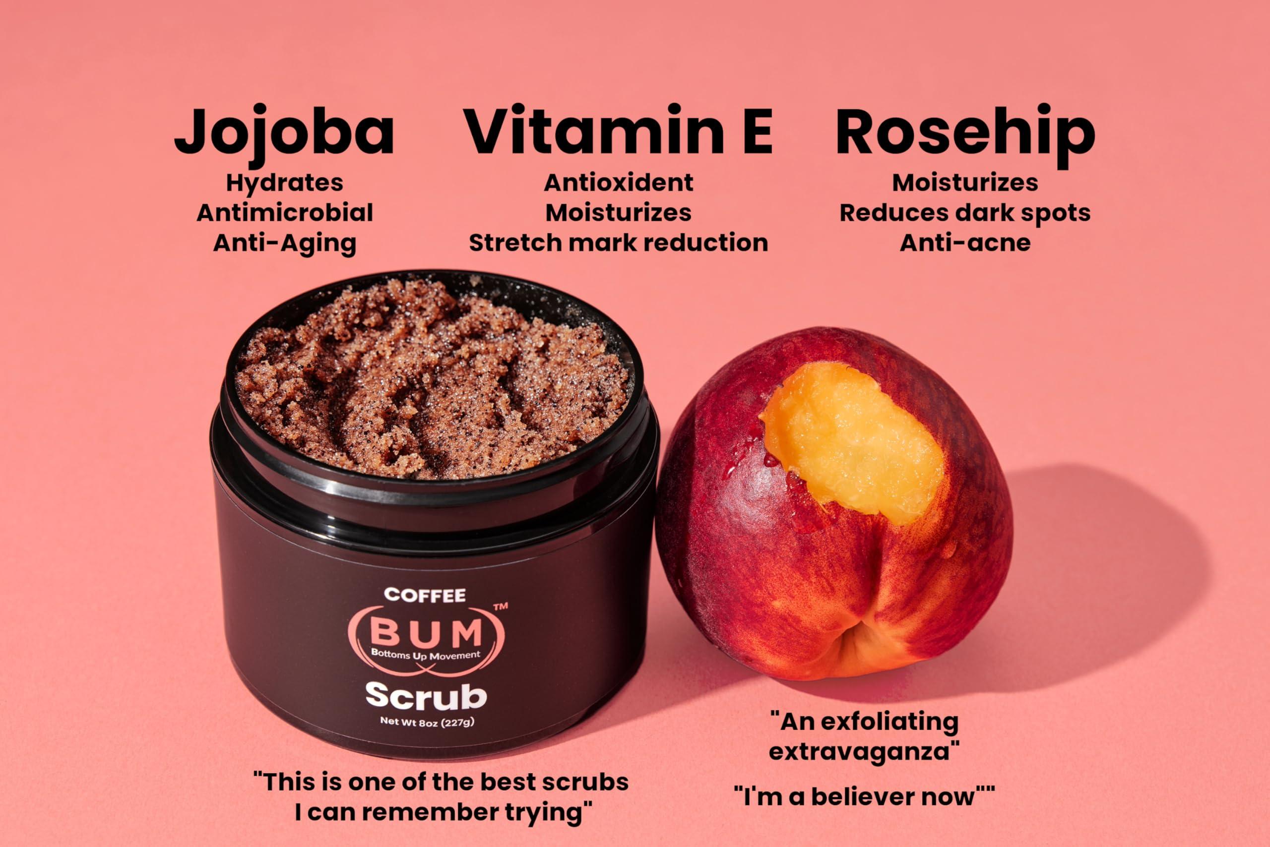 (BUM) Bottoms Up Movement Ultimate Self-Care Bundle: Silicone Lube, Coffee Scrub & Psyllium Fiber Supplement  Long-Lasting Glide, Exfoliated Skin, Clean Digestion for Comfort & Confidence