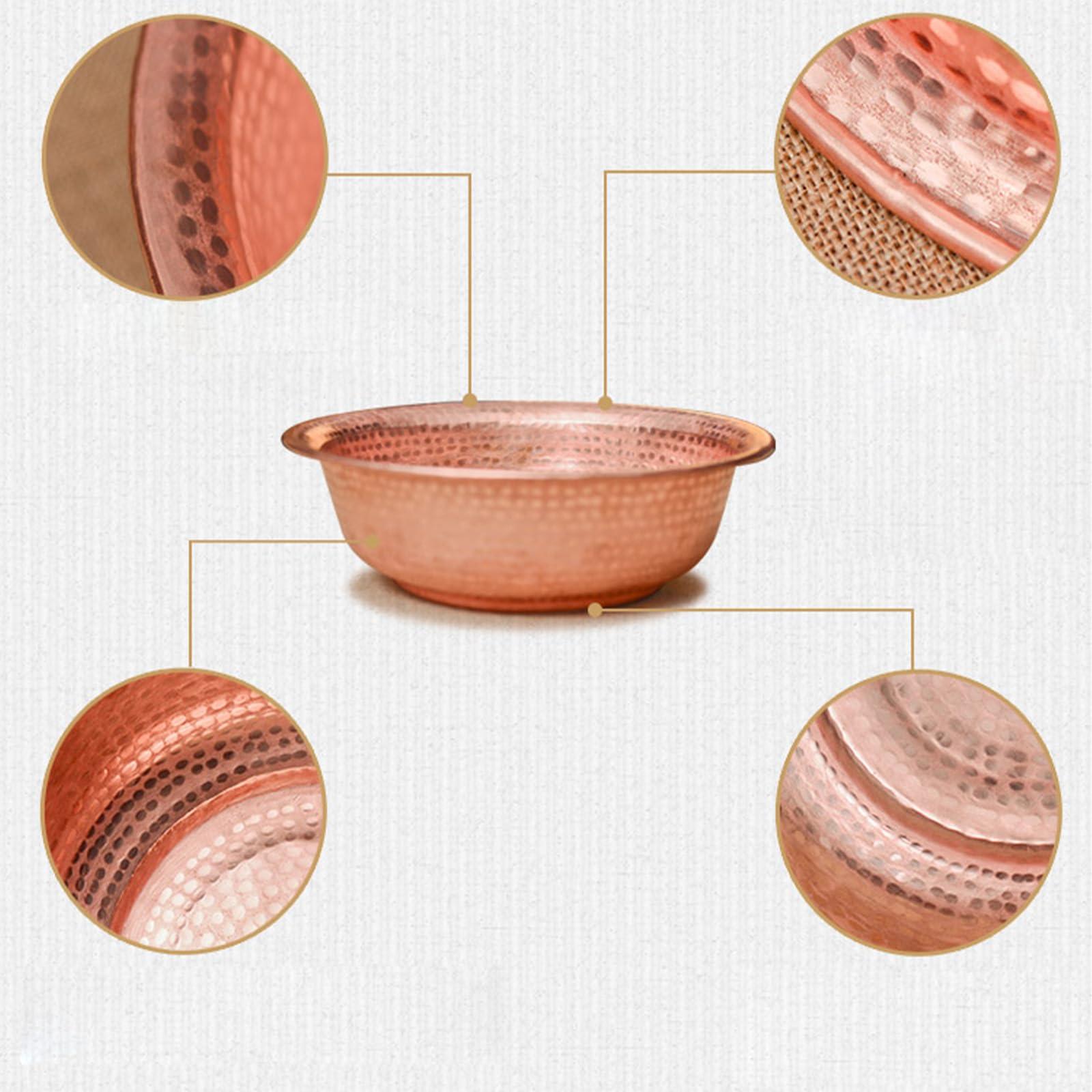 morigeny morigeny Hand-Hammered Copper Basin, Portable Pedicure Foot Soak Copper Bowls, Copper Fire Bowl for Camping Picnic Incinerator Barrel, 40cm