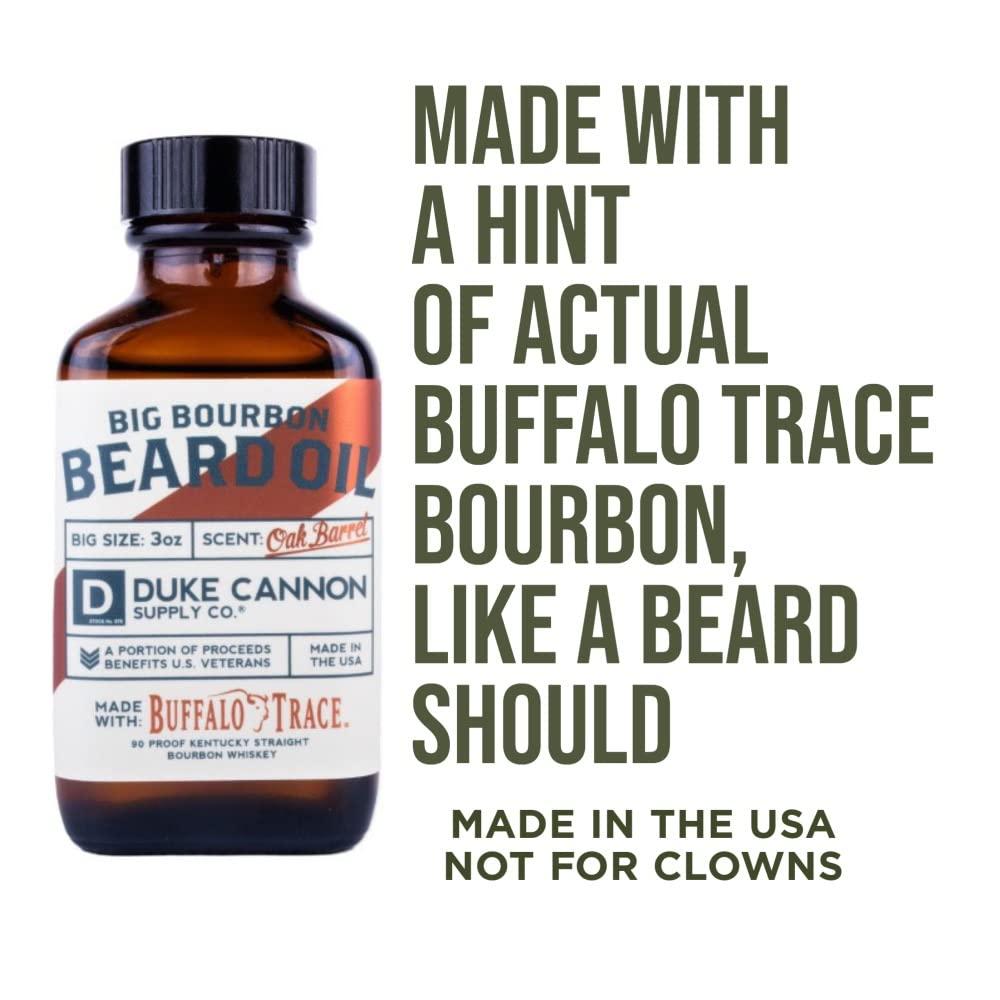 Duke Cannon Supply Co. Duke Cannon Supply Co. Big Bourbon Beard Care Collection Gift Bundle (3 Piece Set) - Beard Wash, Balm and Oil (Oak Barrel Scent)