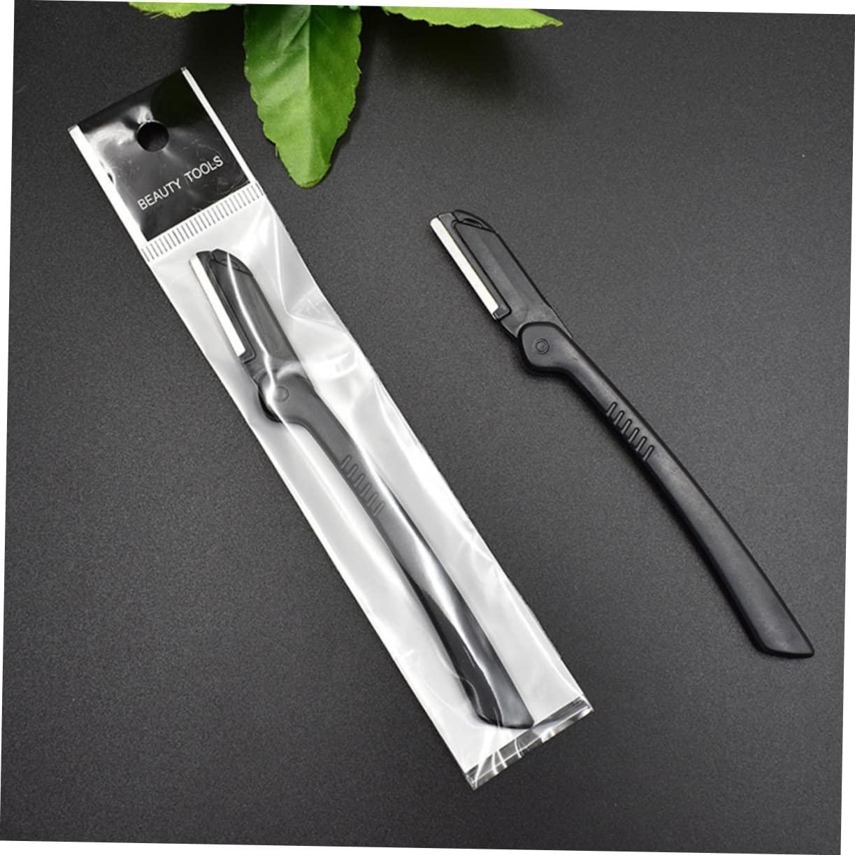 BELLIFFY BELLIFFY Portable Eyebrow Trimmer Set for Men 10pc Foldable Razor Stainless Steel Black Easy to Clean