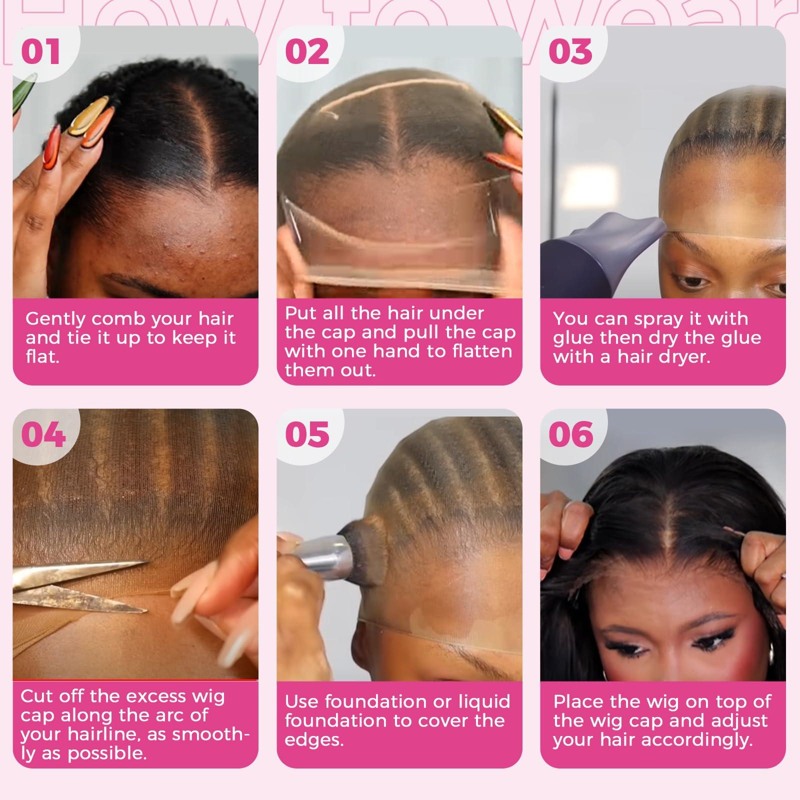 Lashey Lashey HD Wig Cap 12 Pieces Nude Color Skin-friendly wig Caps Invisible and Breathable Wig Grip Cap for Women Sheer Stretchy Wig Caps