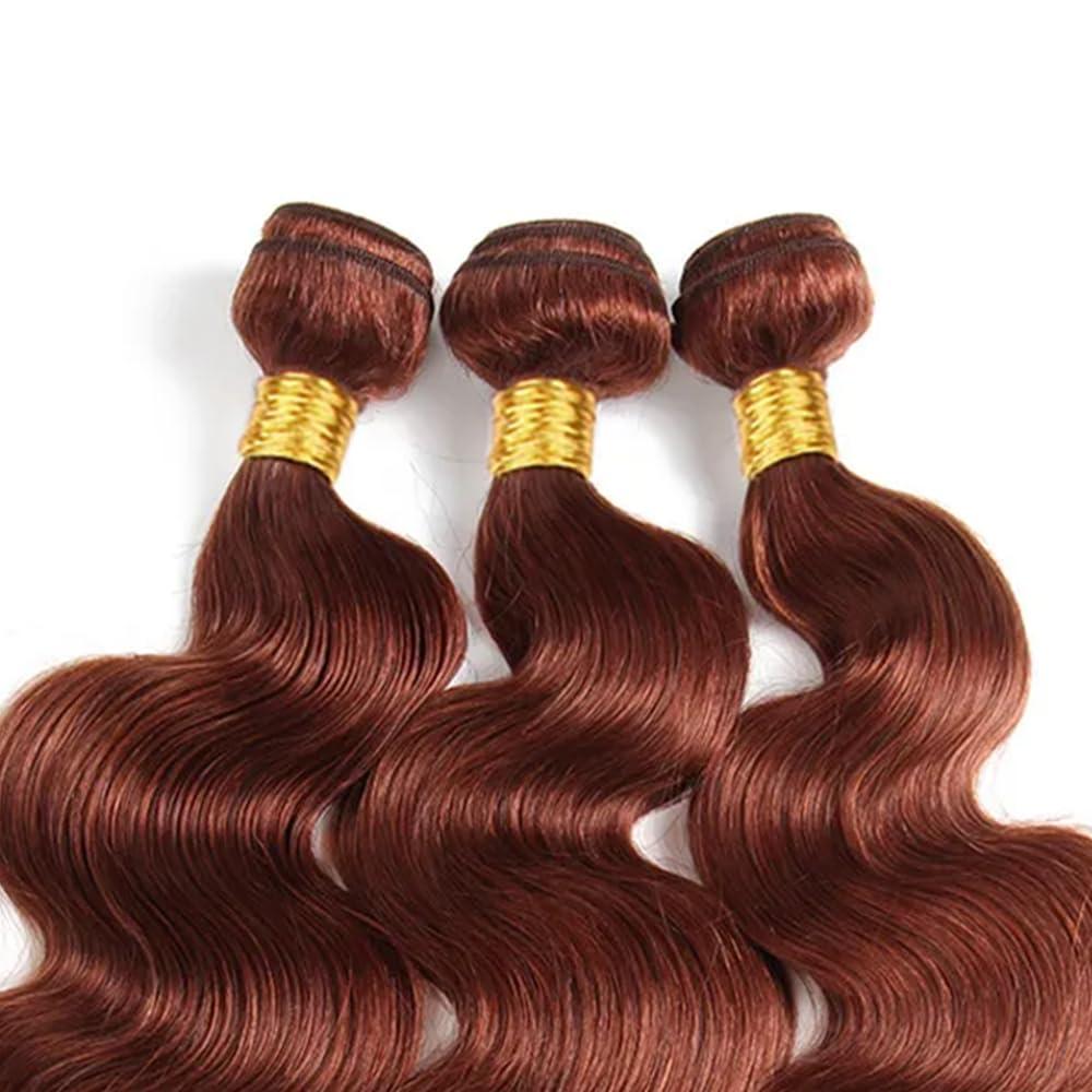 Fridnae Color 33 Bundles Human Hair Reddish Brown Body Wave Human Hair Bundles Copper Red Bundles Human Hair 3 Bundles 8 10 12 Inch Brown Body Wave Bundles Human Hair