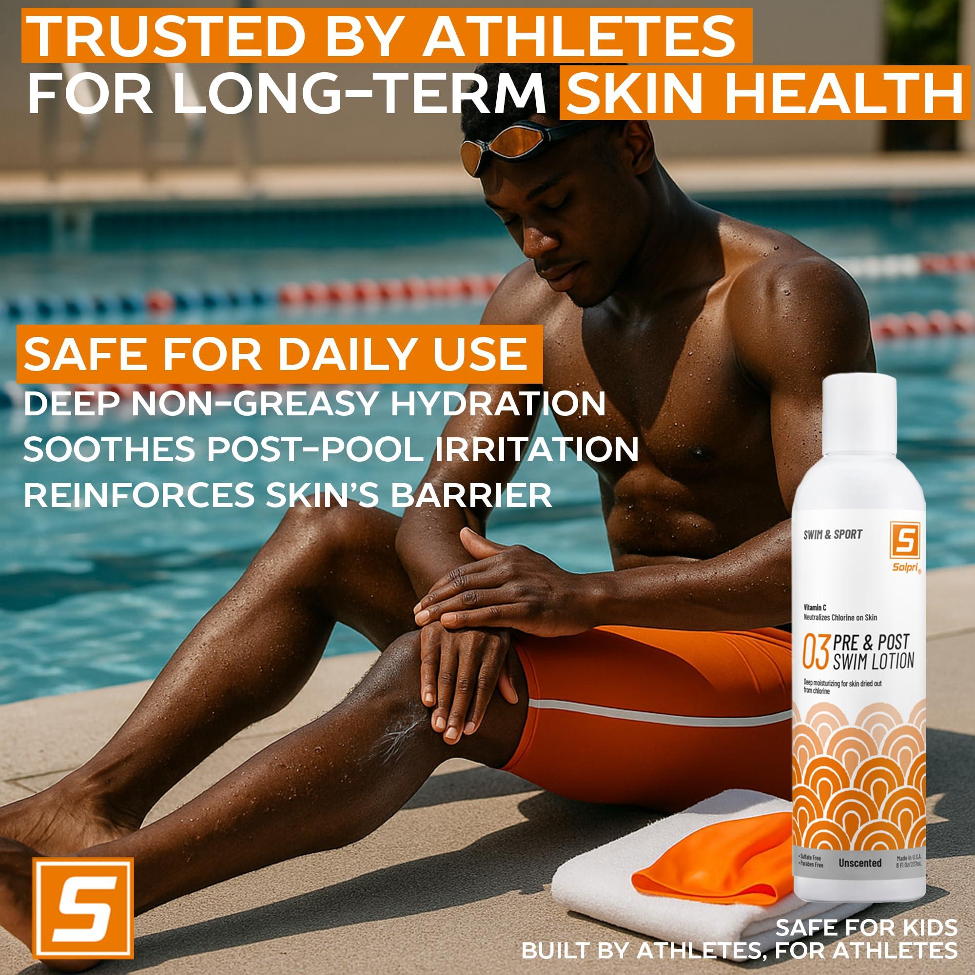 Solpri Solpri Pre and After Swim Lotion with Vitamin C 8 Fl Oz - Pre Swim Chlorine Skin Protection, Pre Swim Lotion for Chlorine (8 Fluid Ounce, Unscented)