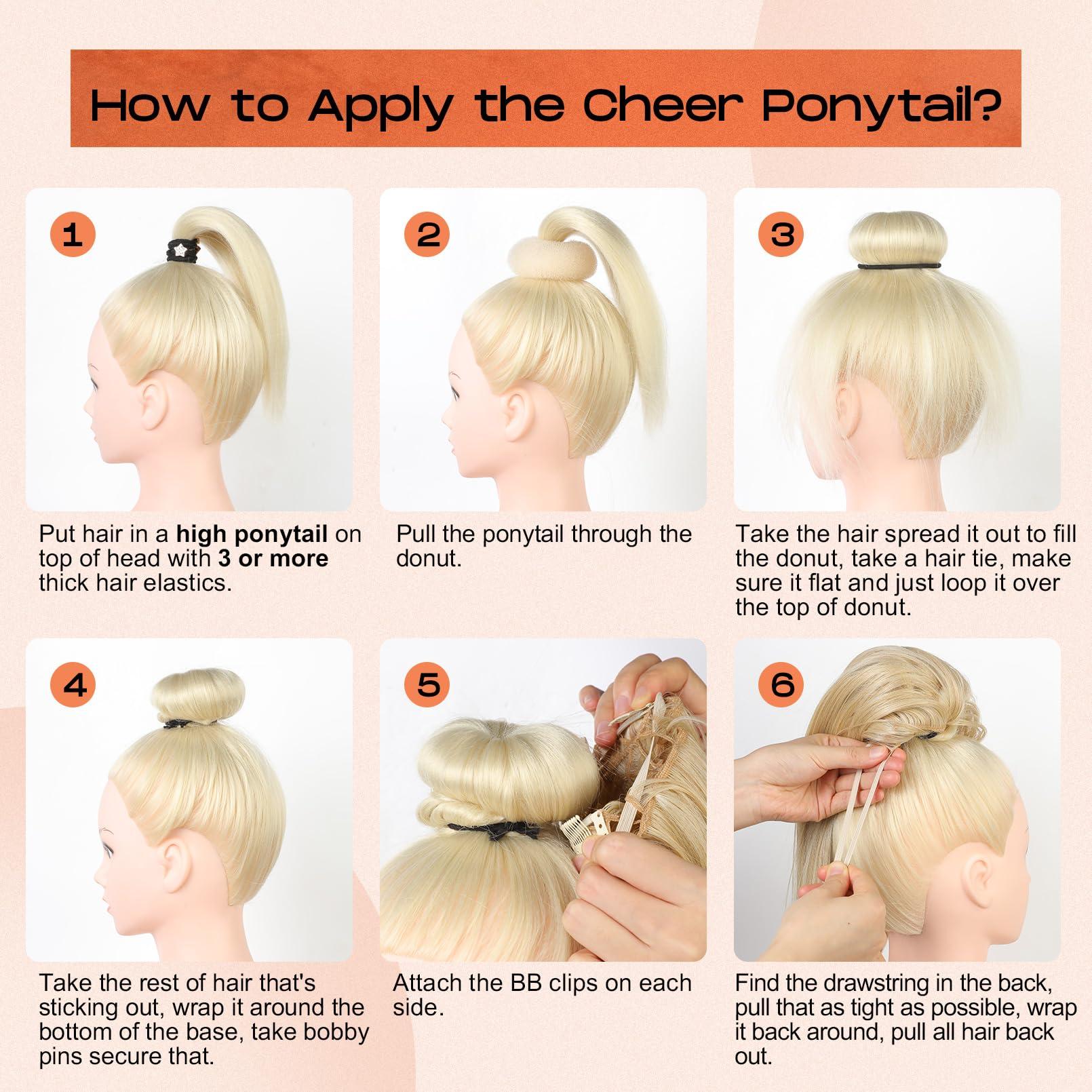 SEIKEA SEIKEA Cheer Ponytail Hair Piece, 12\" Ash Blonde Curly Cheerleader Hairpiece Ponytail Extension for Cheerleader Competition, Dance