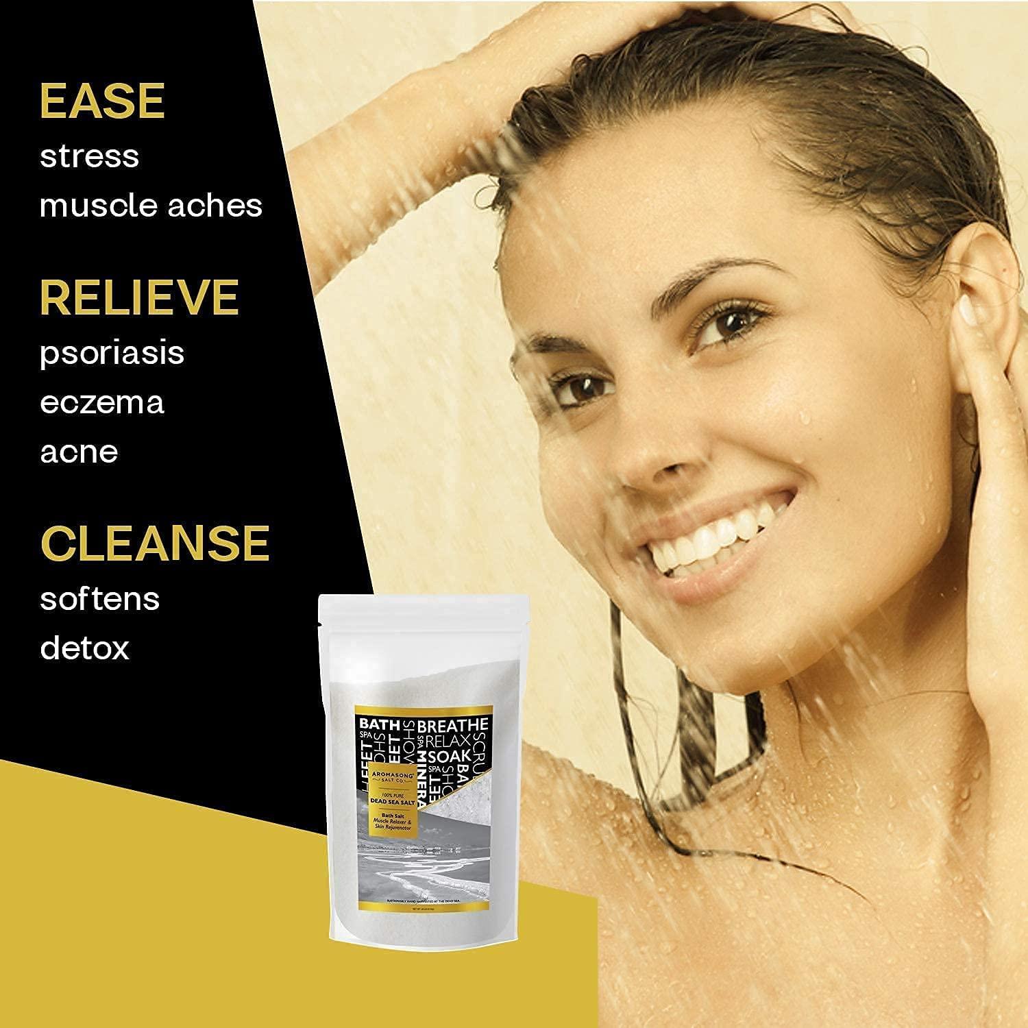 Aromasong Dead Sea Bath Salt 19 LB Fine Grain in Bulk Resealable Bag with 100% Pure Dead Sea Mud Mask - 5 Minute Mask for Face and Body Skincare