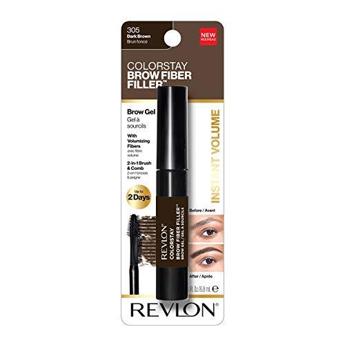 REVLON REVLON ColorStay Brow Fiber Filler, Longwearing & Volumizing Waterproof Eyebrow Gel, 305 Dark Brown, 0.23 fl. oz.