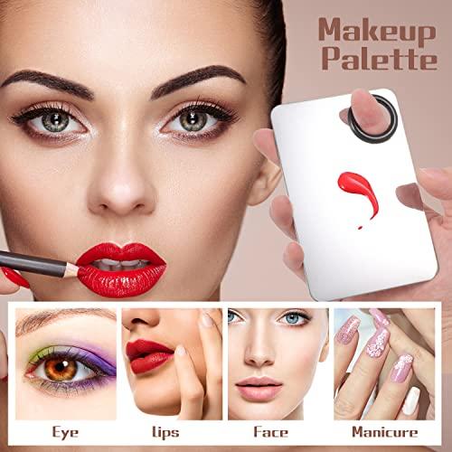 BESARME 4 in 2 Set Makeup Mixing Palette, Stainless Steel Foundation Palette with Spatula for Mixing Foundation Eye Shadow Eyelash Nail Art…