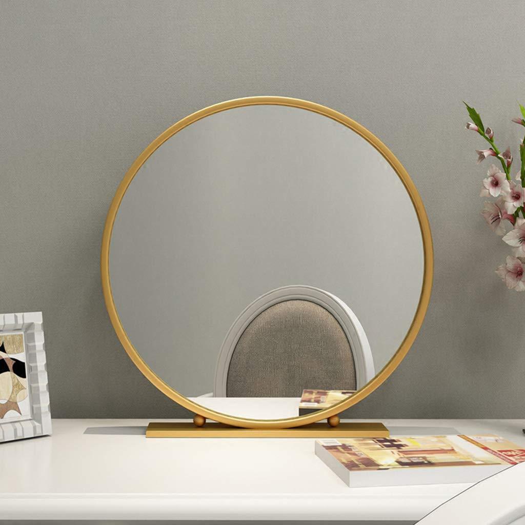WRRAC-Mirror Free Standing Dressing Table Mirror Bedroom Makeup or Shaving Mirrors with Base Round Table Top Mirror - Diameter 40/50/60CM