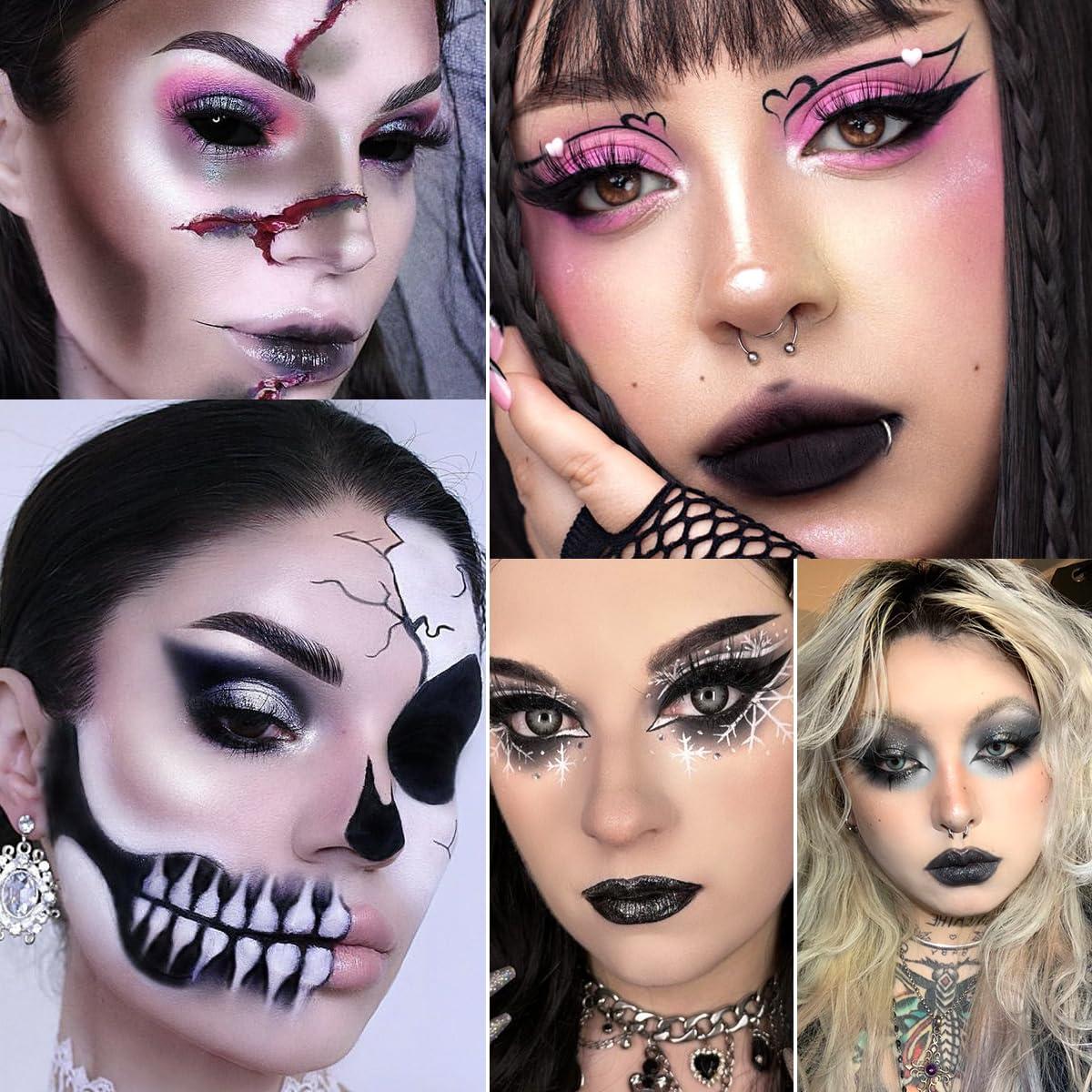 Afflano Afflano Pink Goth Eyeshadow Palette, Pink Smokey Eyes Makeup Eyeshadow Pallet With Mirror, for Goth Girls and Women Long Lasting Daily Valentine makeup, Dark Emo Halloween Clown SFX Gothic Looks