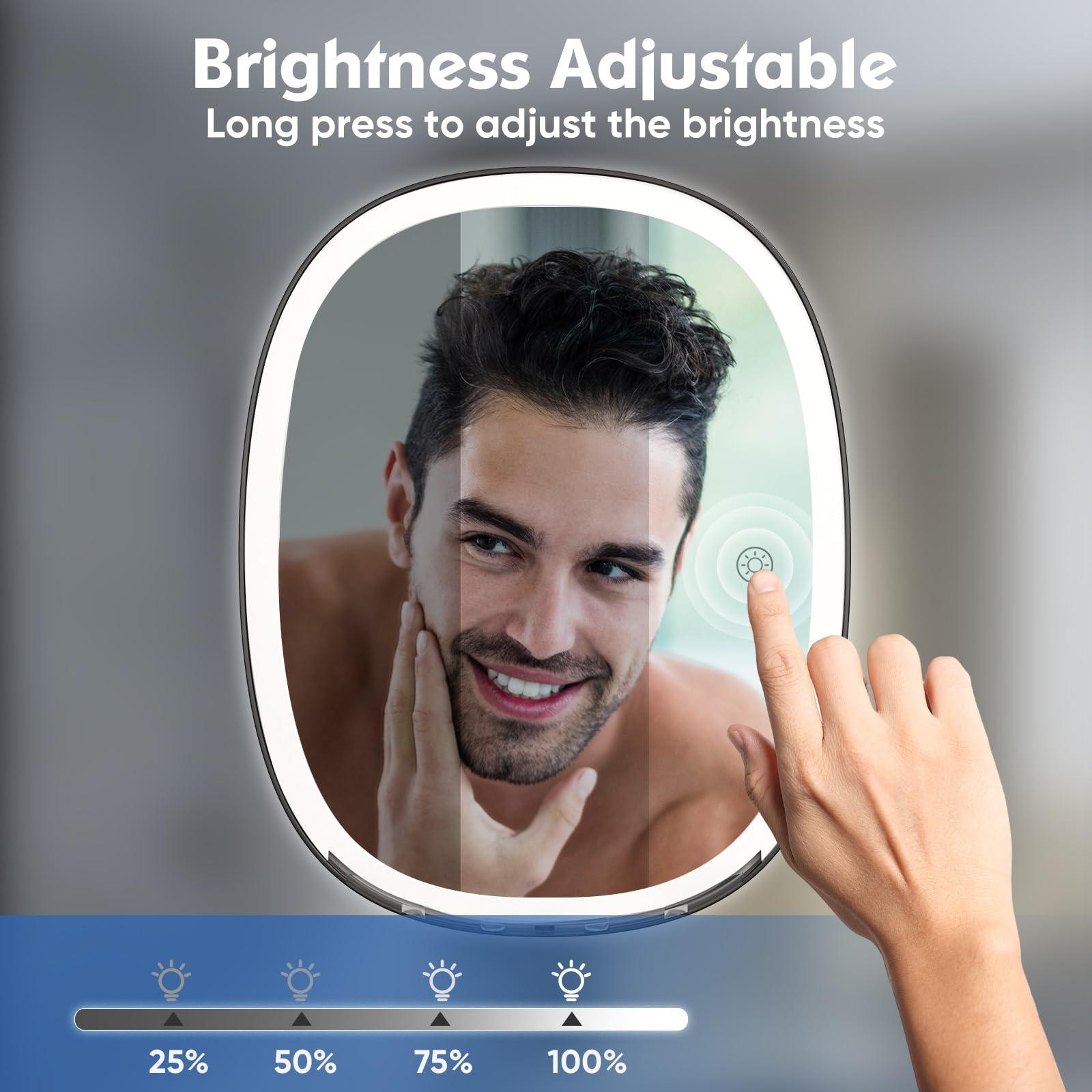 COSMIRROR COSMIRROR Shower Mirror Fogless for Shaving with Razor Holders, 3-Color Dimmable Light for Anti Fog Shower Shaving Mirror