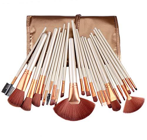 Taolivingmart Makeup Brush Set 24 Piece Professional with Portable Storage Bag, Wood Grain Texture, Soft and Durable Perfect for Travel and On-The-Go Touch Ups (Pink)