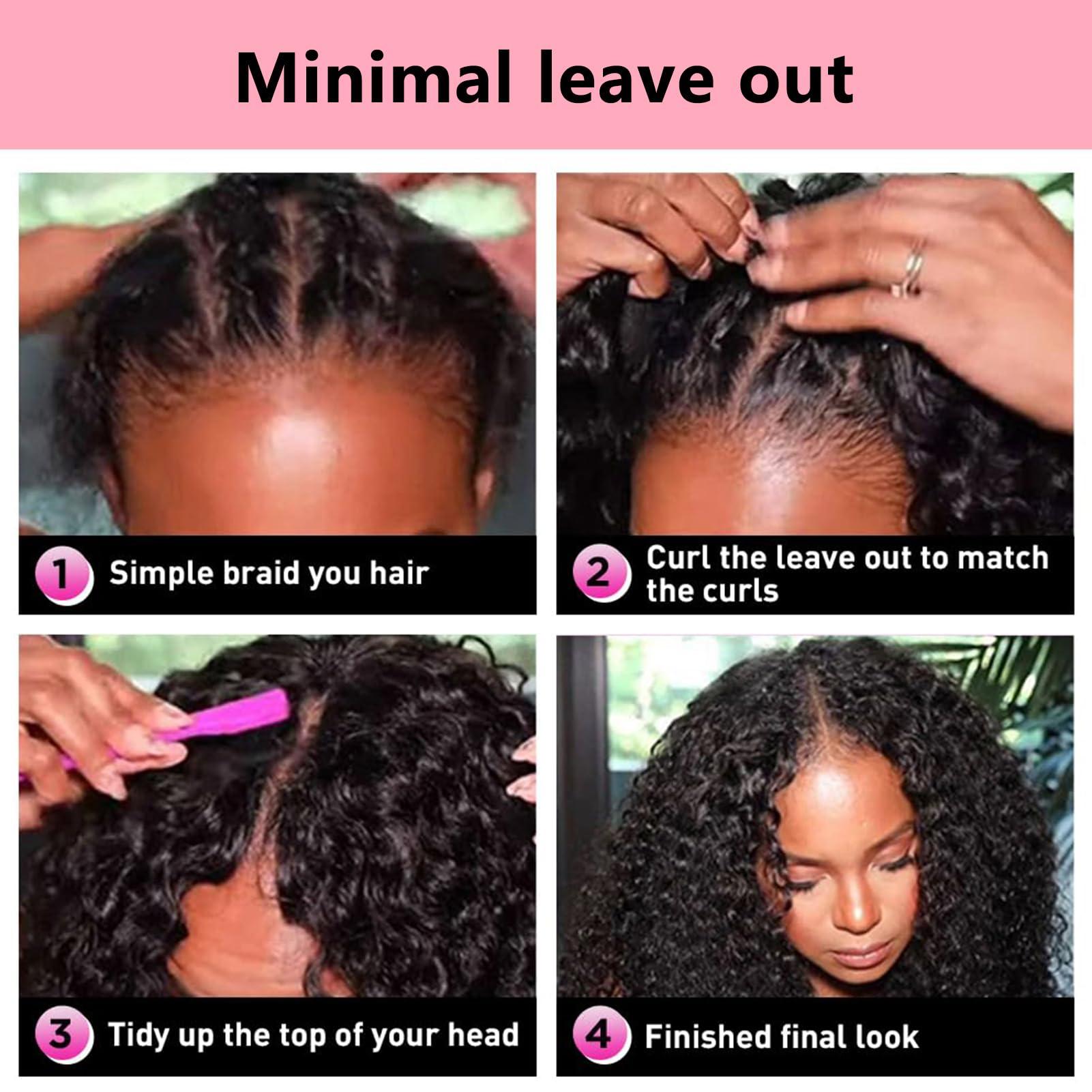 Lealife 18 Inch V Part Wig Human Hair Curly,V Part KinkyCurly Wig for Women,Glueless No Leave Out No Sew in Upgrade U Part Full Head Clip in Natural Black 12A Human Hair 200% Density