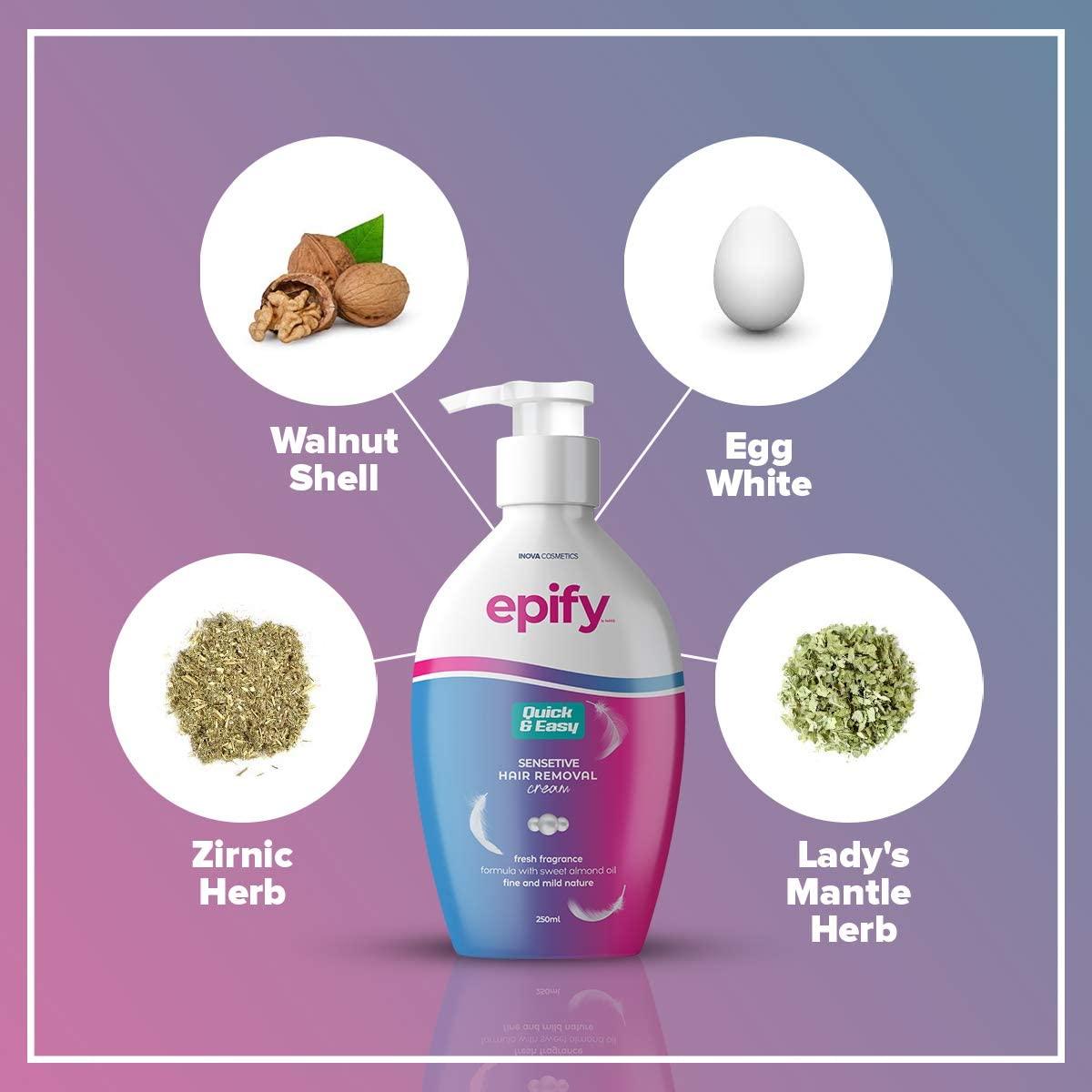 epify by bubbly Epify Intimate Hair Removal Cream for Men and Women - Pubic, Bikini Line, Sensitive Areas - 8.45 Fl Oz