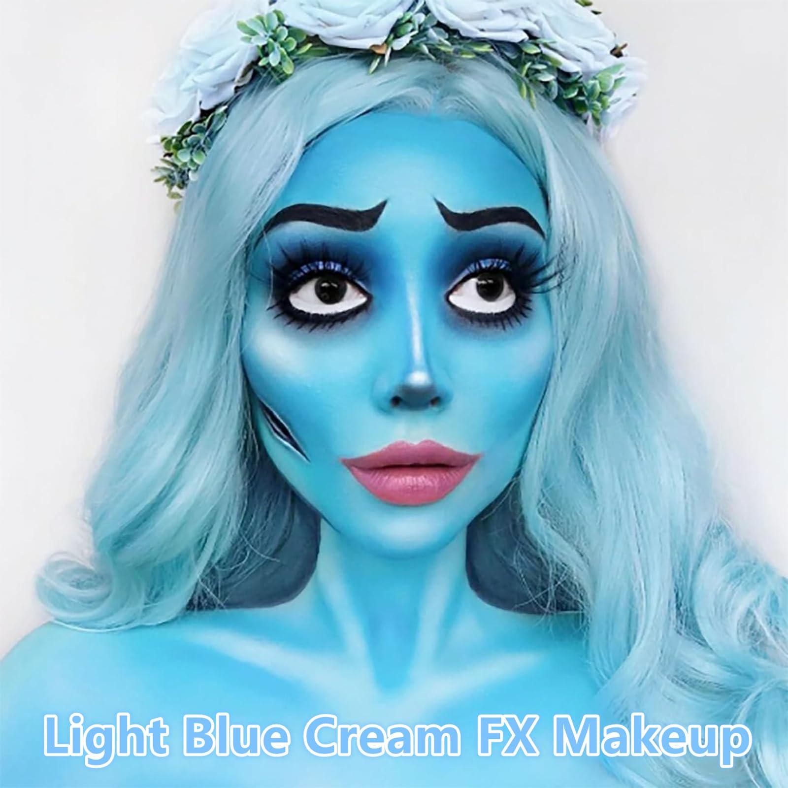 Go Ho Go Ho Light Blue Face Paint,Waterproof Oil Based Cream Pale Blue Face Body Paint Stick for Halloween Cosplay SFX Corpse Bride Costume Sally Makeup