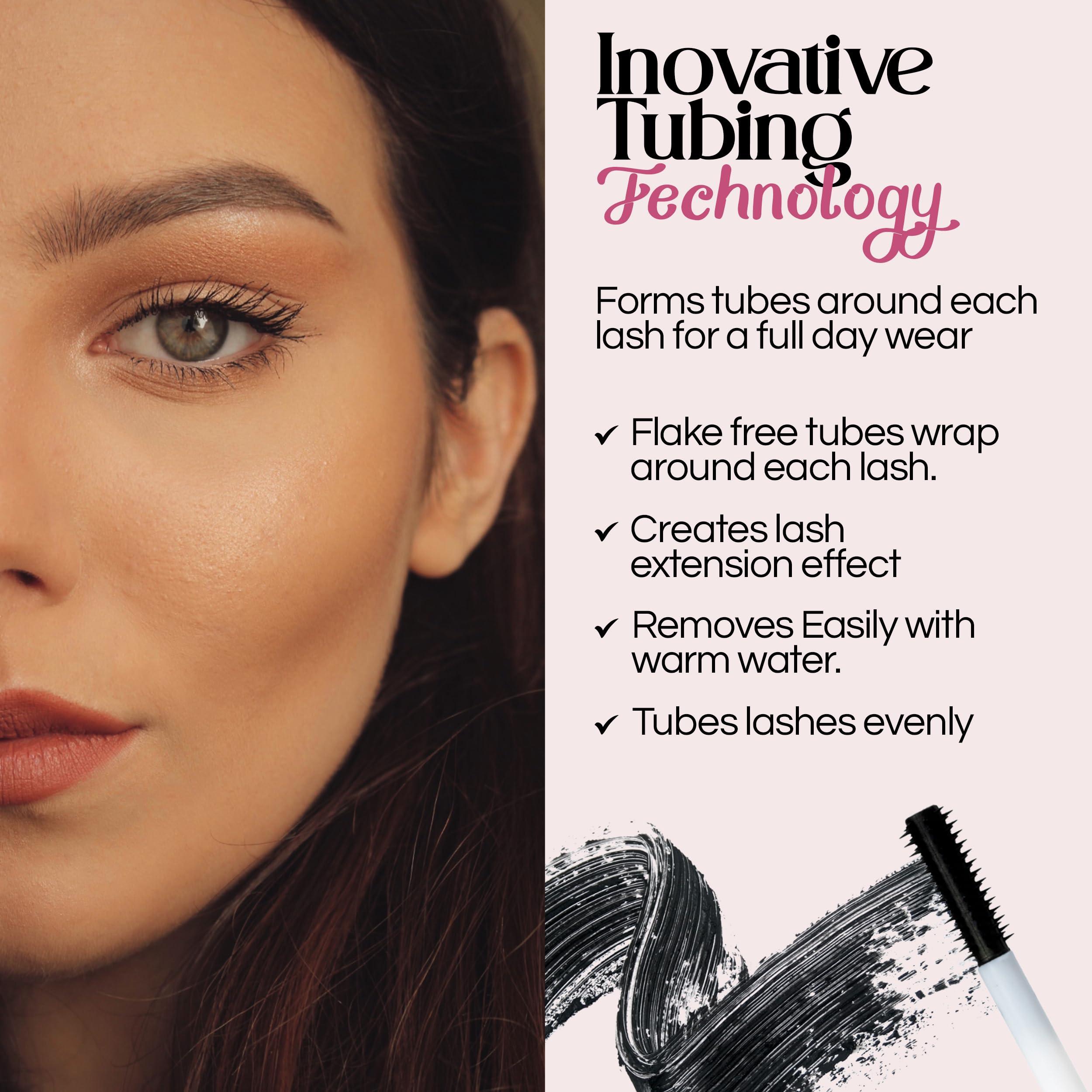 M2U NYC M2U NYC Black Mini Tubing Mascara (0.06 oz.) Made with Tubing Technology for Lash Extension Effect Clump-Free & Smudge-Proof Lengthening Mini Mascara for All Day Wear, Safe for Sensitive Eyes