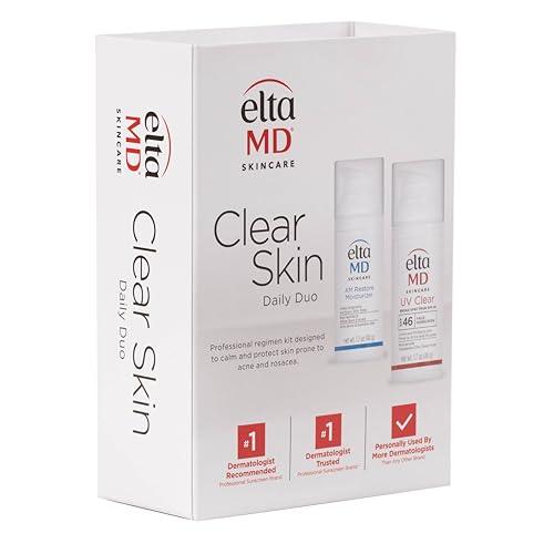 EltaMD EltaMD Clear Skin Daily Duo Sensitive Skin Kit, AM Restore Facial Moisturizer and UV Clear Face Sunscreen Set, Helps Calm Rosacea and Acne Prone Skin, Made with Niacinamide and Zinc Oxide