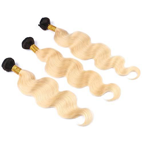 Tony beauty hair Tony Beauty Hair Blonde Ombre Hair Bundles Body Wave Ombre Weave Human Hair Bundles #1B 613 Ombre Brazilian Virgin Hair Extensions Blonde Dark Roots Hair Bundles 300Gram Mixed Length (26 26 26)
